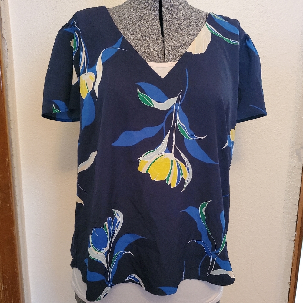 Blue floral blouse